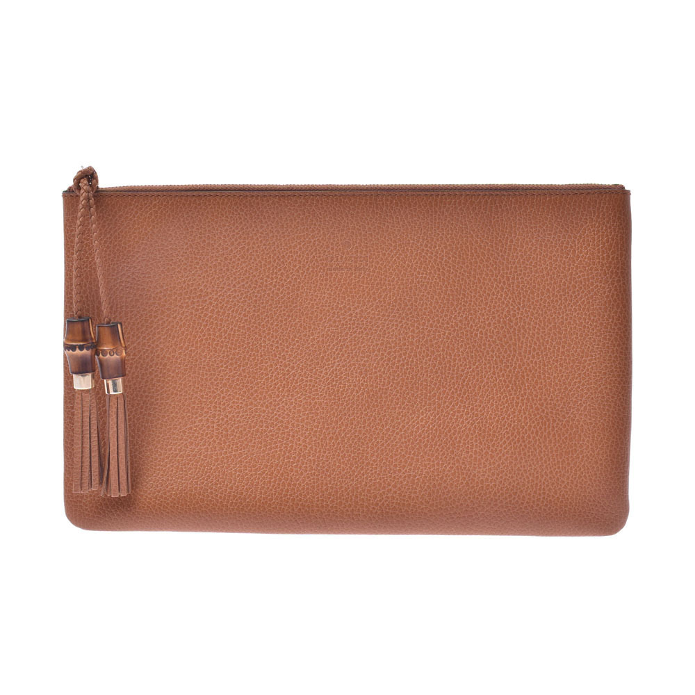 Gucci Bamboo Tassel Brown Calfskin Clutch Bag